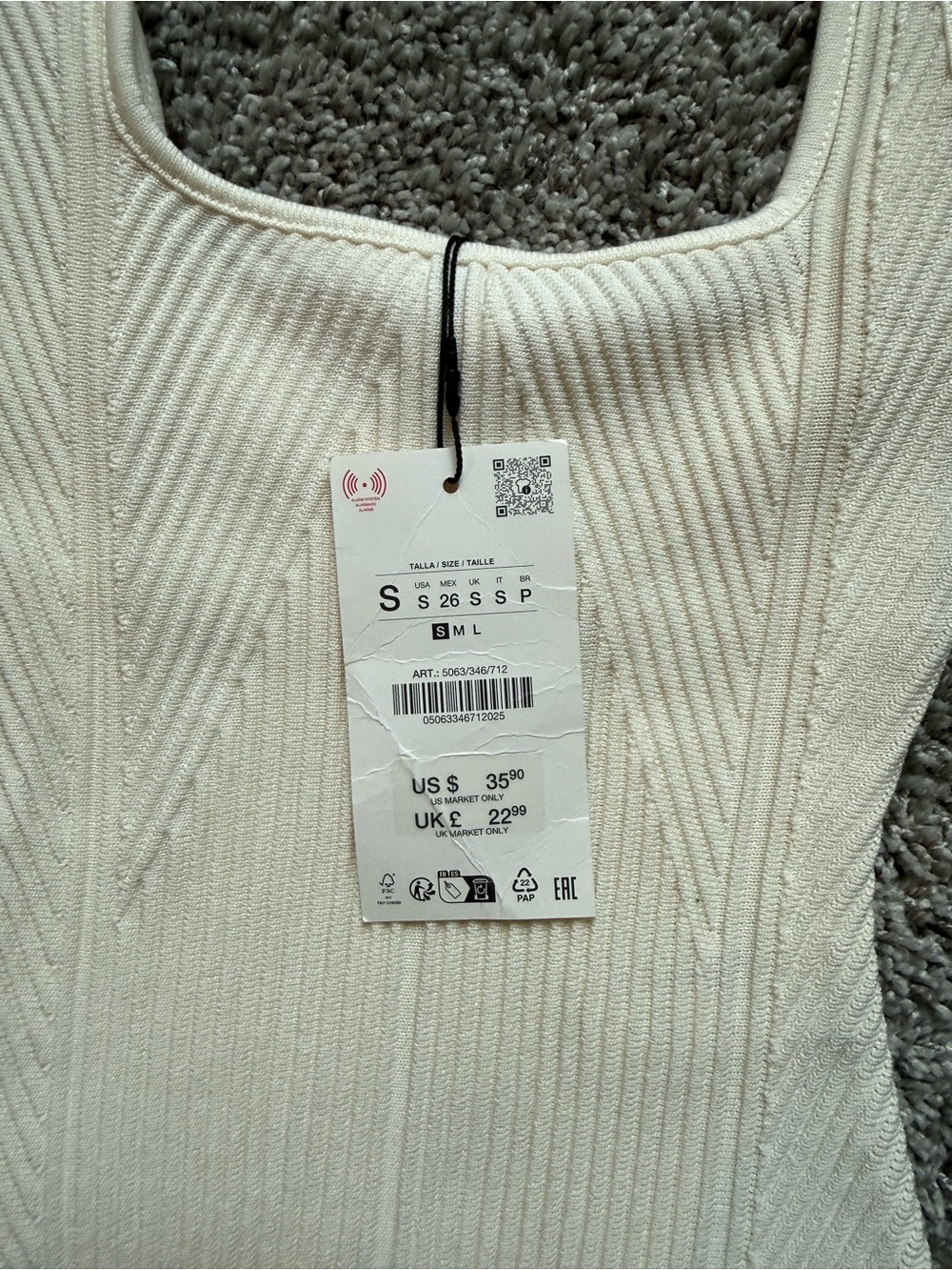 Zara Cream Ribbed Bodysuit - Picture 3 of 3